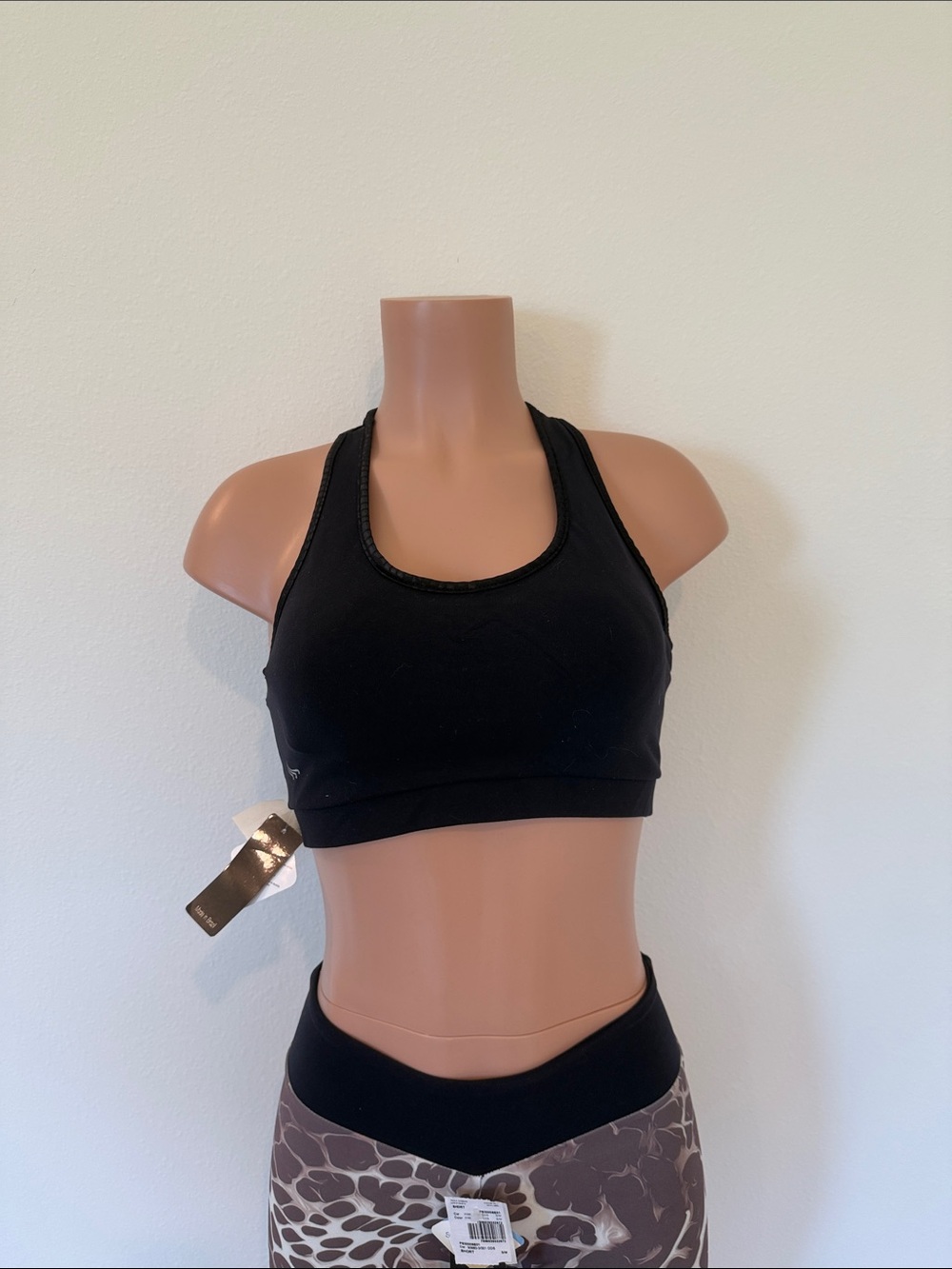 Black Racerback Sports Bra with Supportive Band - Brand Unspecified